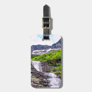 Étiquette À Bagage Cascades de fonte glaciaire se précipitent au larg