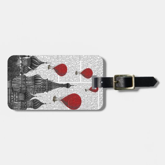 Étiquette À Bagage Cathédrale St Basil et Ballons rouges à air chaud (Devant horizontal)