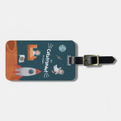 Étiquette À Bagage Catstronaut Whimsical dans l'espace, Chats sur Mar (Devant horizontal)