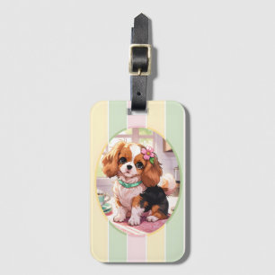 Étiquette À Bagage Cavalier King Charles Pastel Lines Cottagecore