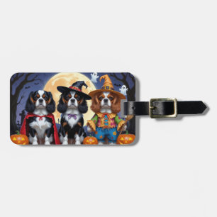 Étiquette À Bagage Cavalier King Charles Spaniel Citrouille Halloween