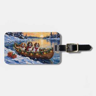 Étiquette À Bagage Cavalier King Charles Spaniel Noël Bateau