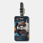 Étiquette À Bagage Cavalier King Citrouilles Halloween effrayant (Devant Vertical)