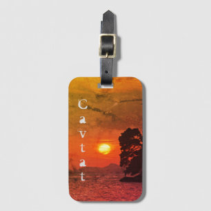 Étiquette À Bagage Cavtat, Croatie vue sur Sunset 1974 Filtre café