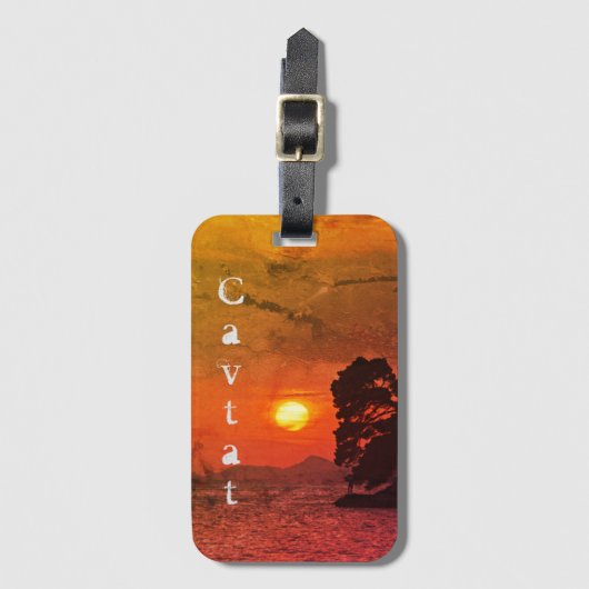 Étiquette À Bagage Cavtat, Croatie vue sur Sunset 1974 Filtre café (Devant Vertical)