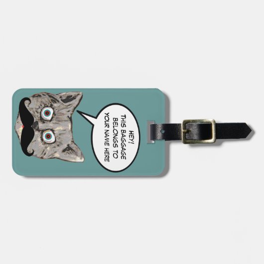 Étiquette À Bagage 'Ce Bagage appartient à' chat (Devant horizontal)