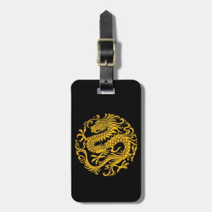 Étiquette À Bagage Cercle chinois jaune et noir traditionnel de