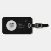 Étiquette À Bagage Cercle photo noir (Devant horizontal)