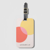 Étiquette À Bagage Cercles Abstraits modernes Rouge Jaune Rose Minima (Devant Vertical)