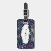 Étiquette À Bagage Cercles abstraits tirés par la main, bleu, (Devant Vertical)