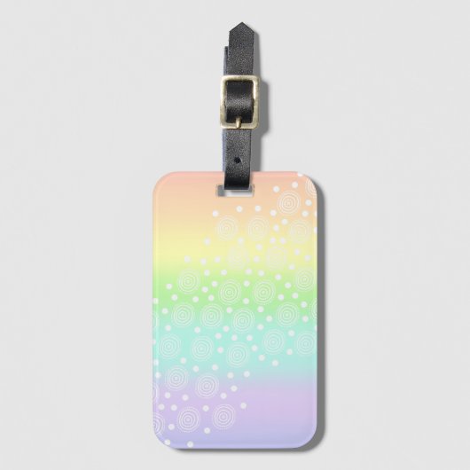 Étiquette À Bagage Cercles arc-en-ciel pastel en cercles (Devant Vertical)