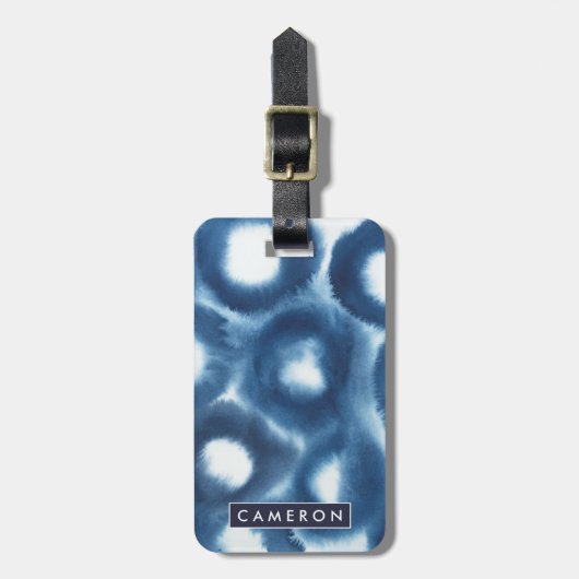 Étiquette À Bagage Cercles d'impression d'aquarelle Indigio (Devant Vertical)