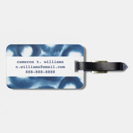 Étiquette À Bagage Cercles d'impression d'aquarelle Indigio (Dos horizontal)