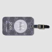 Étiquette À Bagage Cercles gris rose moderne Monogramme géométrique (Devant Horizontal)