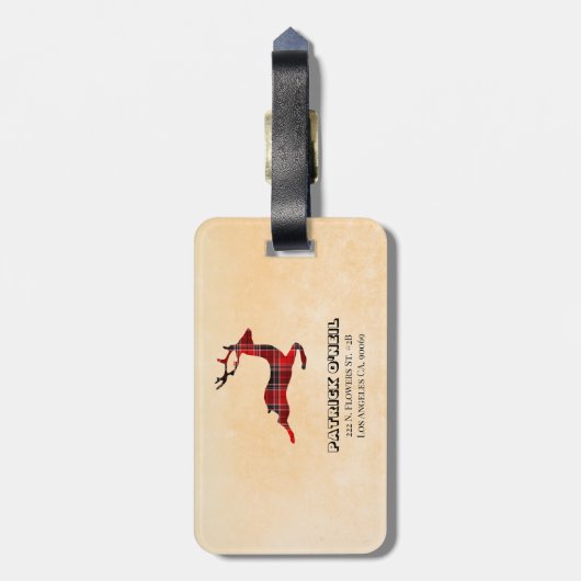 Étiquette À Bagage Cerf à plaqué monogramme (Dos Vertical)