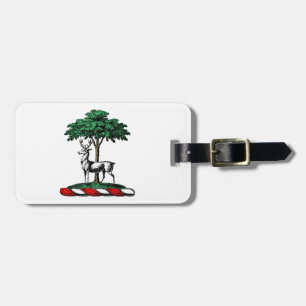 Étiquette À Bagage Cerf Daim devant un Arbre Blason Emblématique