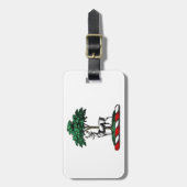 Étiquette À Bagage Cerf Daim devant un Arbre Blason Emblématique (Devant Vertical)
