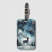 Étiquette À Bagage Cerf de Nuit d'Hiver Étoilé (Devant Vertical)