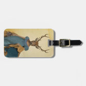 Étiquette À Bagage Cerf En Robe Bleue 2 (Devant horizontal)