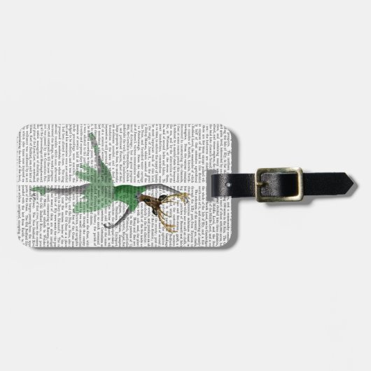 Étiquette À Bagage Cerfs communs de ballet en vert (Devant horizontal)