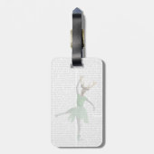 Étiquette À Bagage Cerfs communs de ballet en vert (Dos Vertical)