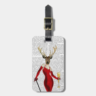 Étiquette À Bagage Cerfs communs de charme en rouge