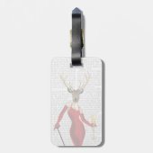 Étiquette À Bagage Cerfs communs de charme en rouge (Dos Vertical)