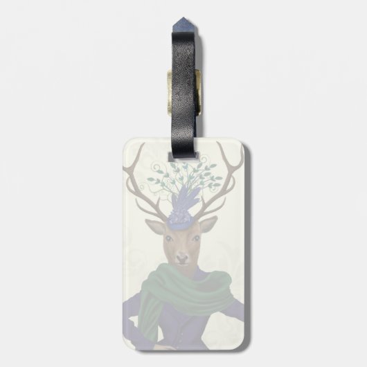 Étiquette À Bagage Cerfs communs et Fascinator 2 (Dos Vertical)