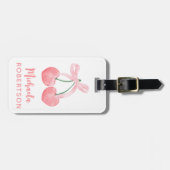 Étiquette À Bagage Cerises & Coquette Bow Rose Aesthétique Girls mign (Devant horizontal)