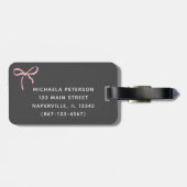 Étiquette À Bagage Cerises & Coquette Bow Rose Aesthétique Girls mign (Dos horizontal)