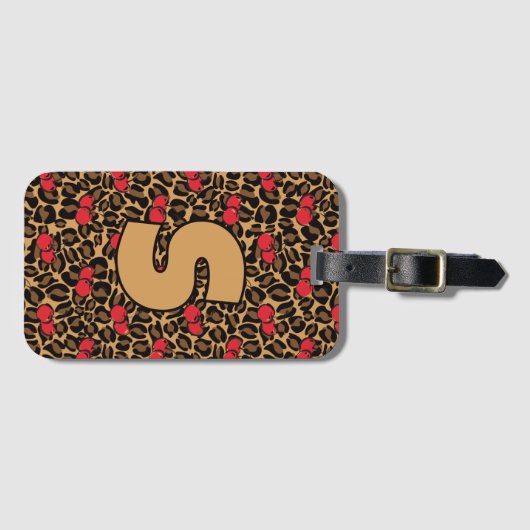 Étiquette À Bagage Cerises léopards personnalisées (Devant Horizontal)