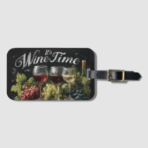 Étiquette À Bagage "C'est l'heure du vin" Rustic Chalkboard Art