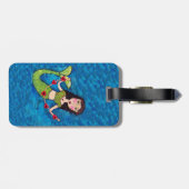 Étiquette À Bagage Chaîne de sirène verte d'art populaire des Coeurs (Dos horizontal)