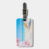 Étiquette À Bagage Chaise de plage Tropical Sand Hawaiian Flower (Devant Vertical)