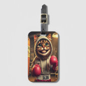 Étiquette À Bagage "Champ de boxe ? - Chat avec clous de boxe (Devant Vertical)