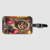 Étiquette À Bagage "Champ de boxe ? - Chat avec clous de boxe (Devant Horizontal)