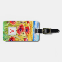 champ de fleurs de pavot rouge aquarelle