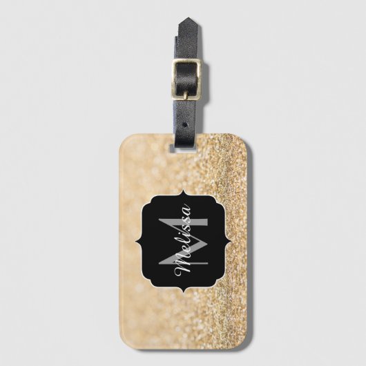 Étiquette À Bagage Champagne or fausse parties scintillant scintille  (Devant Vertical)