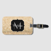 Étiquette À Bagage Champagne or fausse parties scintillant scintille  (Devant Horizontal)