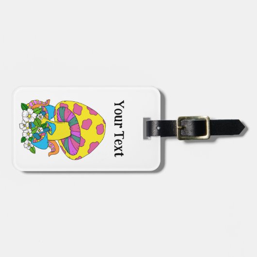 Étiquette À Bagage Champignon funky (Devant horizontal)