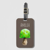 Étiquette À Bagage Champignon vert aquarelle champignons mignons (Devant Vertical)