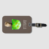 Étiquette À Bagage Champignon vert aquarelle champignons mignons (Devant Horizontal)