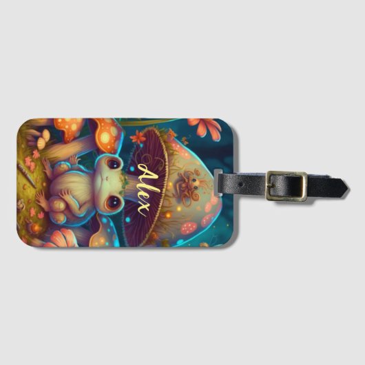 Étiquette À Bagage Champignons de grenouille mignon magiques (Devant Horizontal)