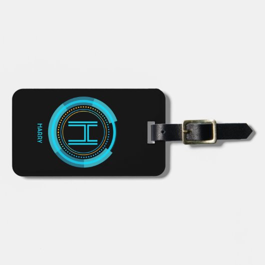 Étiquette À Bagage Changer initial, Ajouter (supprimer) Nom, Futurist (Devant horizontal)