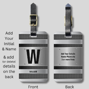 Étiquette À Bagage Changer initial, Ajouter (supprimer) Nom, Silver M