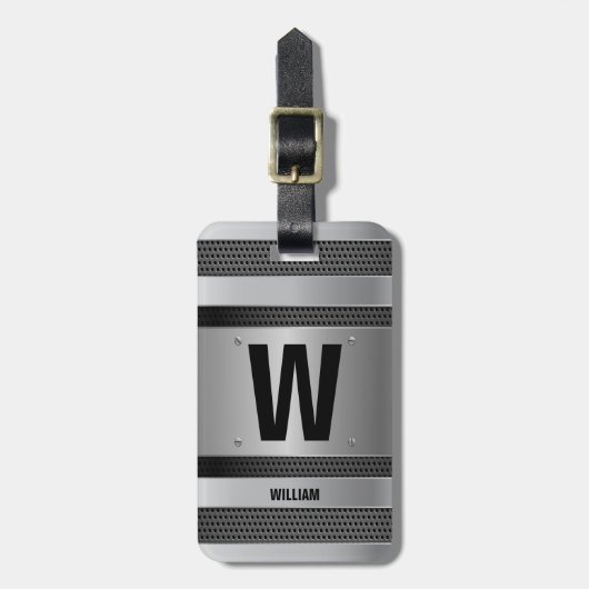 Étiquette À Bagage Changer initial, Ajouter (supprimer) Nom, Silver M (Devant Vertical)