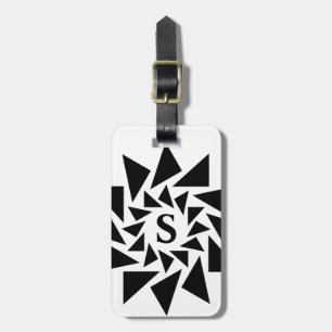 Étiquette À Bagage Changer Initial, Triangles géométriques, Blanc Noi
