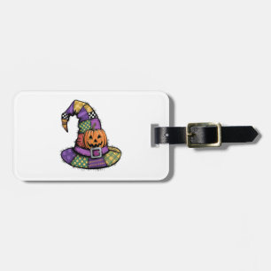 Étiquette À Bagage Chapeau de sorcière patchwork Halloween effrayant