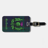 Étiquette À Bagage Chardon écossais sur tarte foncée Nom personnalisé (Devant horizontal)