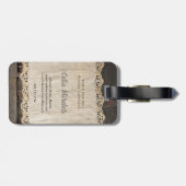 Étiquette À Bagage Charme rustique Burlap & Lace Barn Wood QR Code (Dos horizontal)